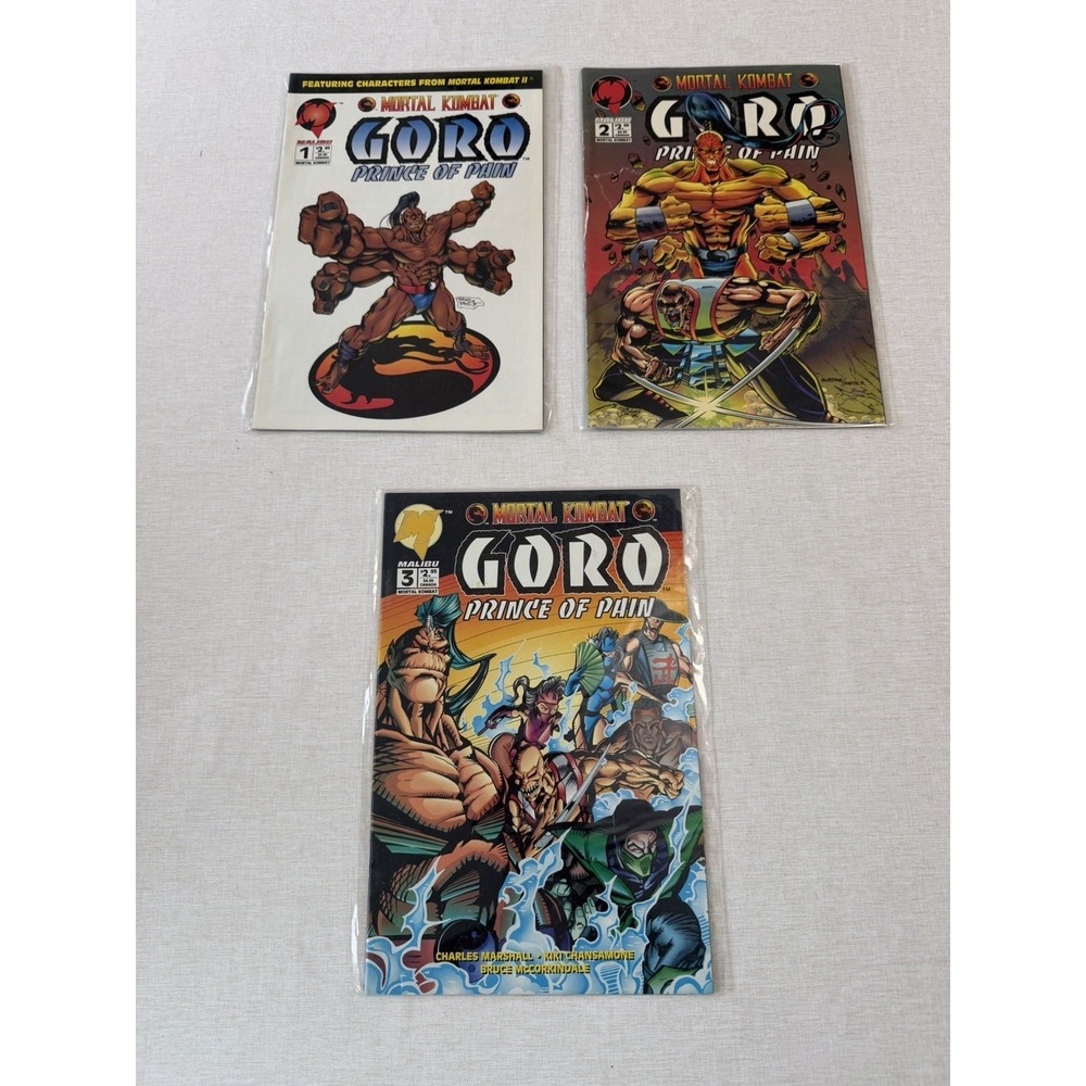 Vintage Mortal Kombat Goro Prince of Pain 1-3 Set Malibu Comics 1995 Sealed